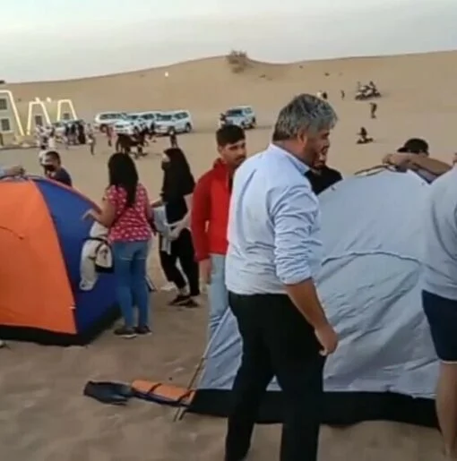Build the tent team building activity at desert safari